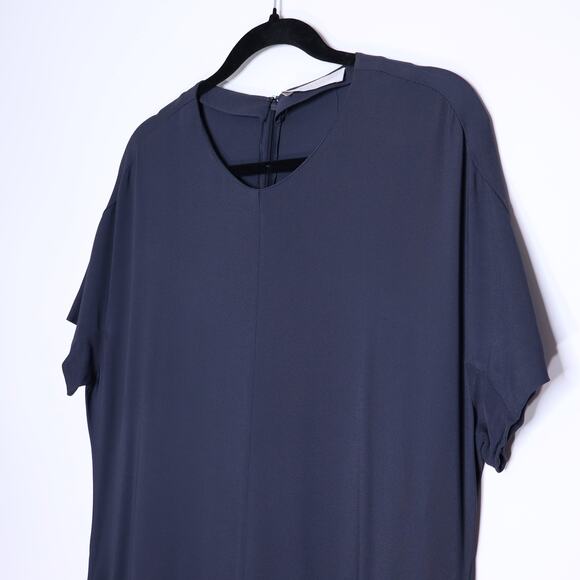 FABIANA FILIPPI Asymmetrical Short Sleeves Midi Dress Ash Blue Women's XL - Picture 3 of 10